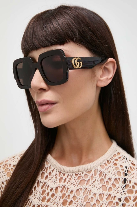 Gucci okulary przeciwsłoneczne damskie kolor brązowy