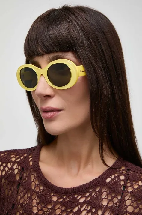 Sluneční brýle Gucci dámské, žlutá barva
