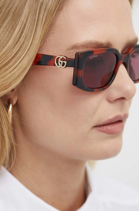 Gucci okulary przeciwsłoneczne damskie kolor pomarańczowy