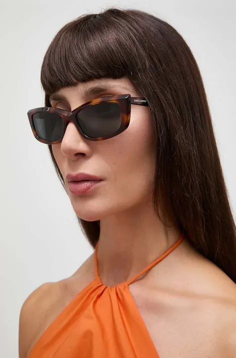 Сонцезахисні окуляри Saint Laurent жіночі колір коричневий SL 658