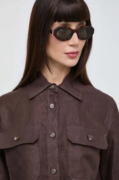 Slnečné okuliare Saint Laurent dámske, hnedá farba, SL M136