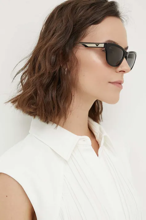 Сонцезахисні окуляри Emporio Armani жіночі колір чорний