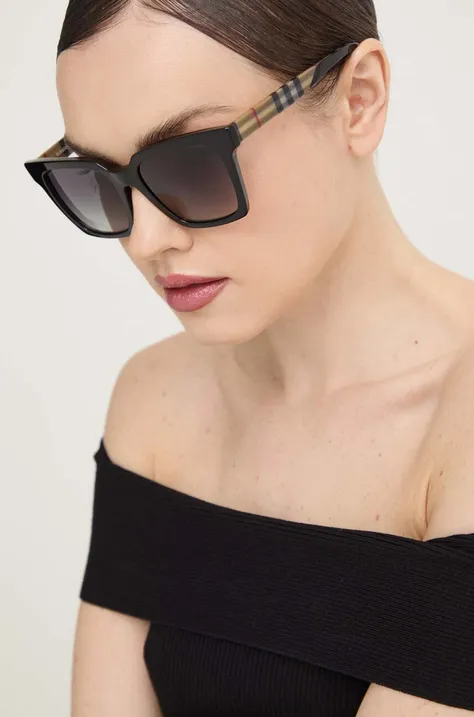 Burberry okulary przeciwsłoneczne MAPLE damskie kolor czarny 0BE4335