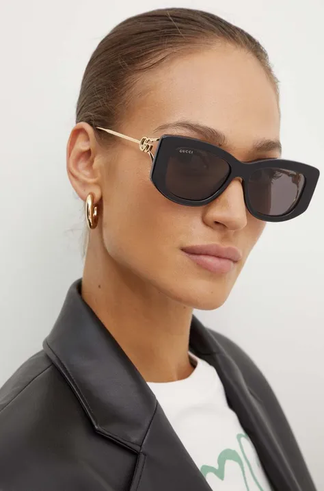 Gucci okulary przeciwsłoneczne damskie kolor czarny GG1566S