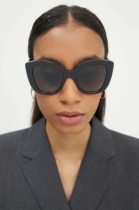 Slnečné okuliare Gucci dámske, čierna farba, GG0327S