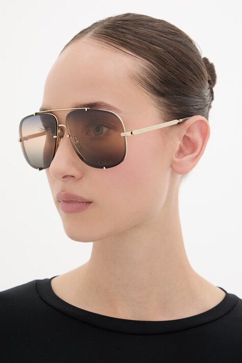 Chloe okulary przeciwsłoneczne pilotki damskie złote CH0348S
