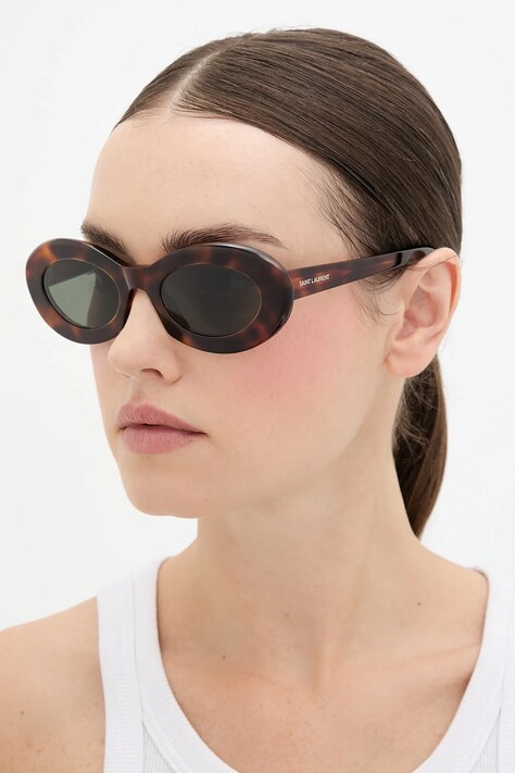 Saint Laurent okulary przeciwsłoneczne damskie kolor brązowy SL 594