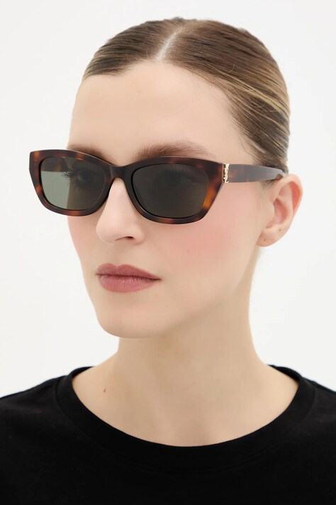 Слънчеви очила Saint Laurent в кафяво SL M153