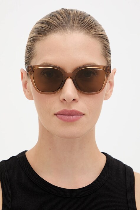 Armani Exchange okulary przeciwsłoneczne damskie kolor brązowy 0AX4164SU