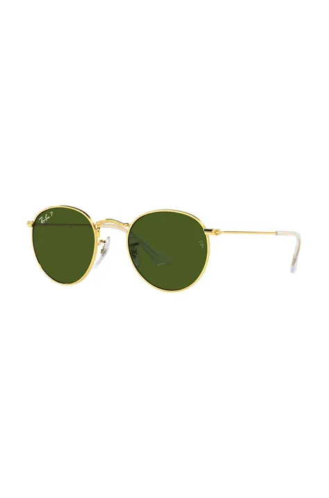 Детские солнцезащитные очки Ray-Ban Round Kids цвет зелёный 0RJ9547S-Polarized