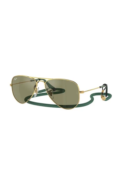 Детские солнцезащитные очки Ray-Ban JUNIOR AVIATOR цвет зелёный 0RJ9506S