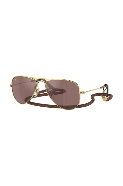 Детские солнцезащитные очки Ray-Ban JUNIOR AVIATOR цвет коричневый 0RJ9506S