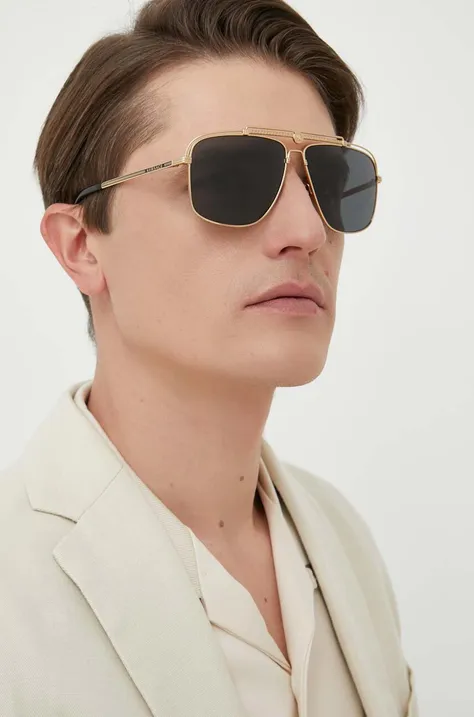 Сонцезахисні окуляри Versace чоловічі колір золотий