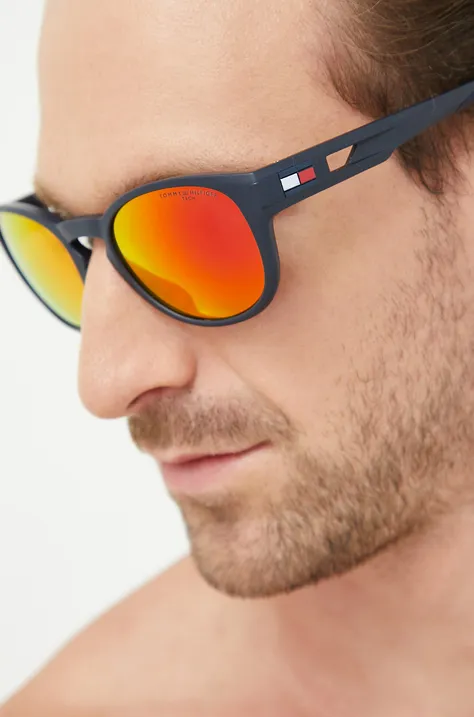 Tommy Hilfiger okulary przeciwsłoneczne męskie kolor granatowy