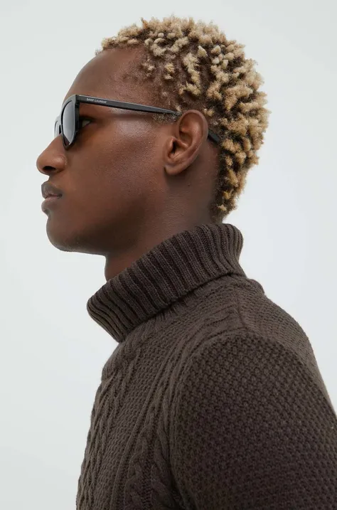 Saint Laurent okulary przeciwsłoneczne męskie kolor czarny