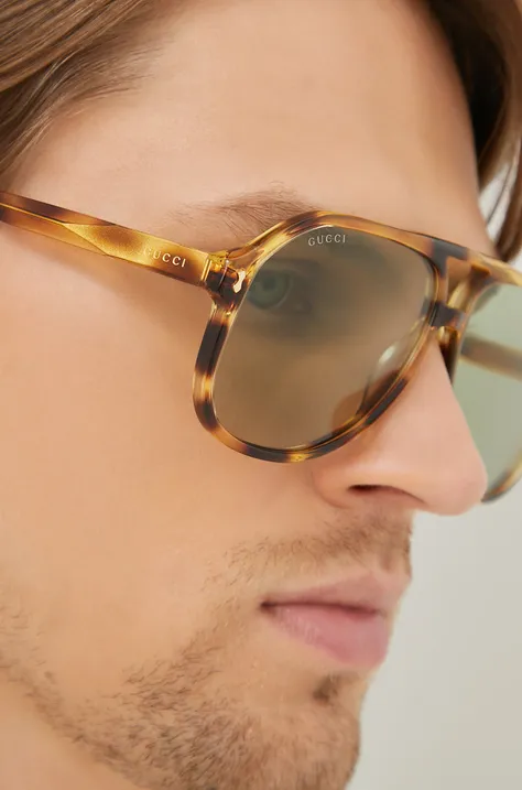 Sluneční brýle Gucci pánské, hnědá barva