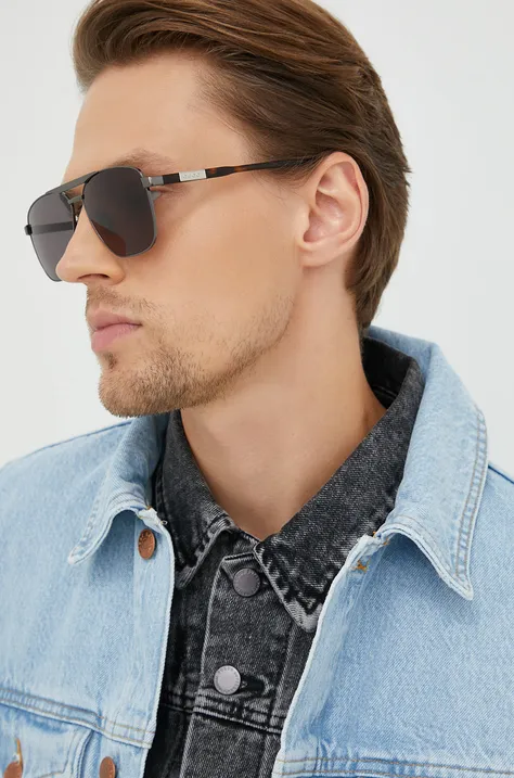 Сонцезахисні окуляри Gucci чоловічі колір сірий