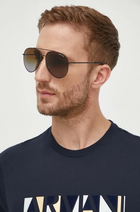 Armani Exchange okulary przeciwsłoneczne męskie kolor bordowy