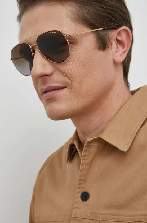 Сонцезахисні окуляри Armani Exchange чоловічі колір золотий