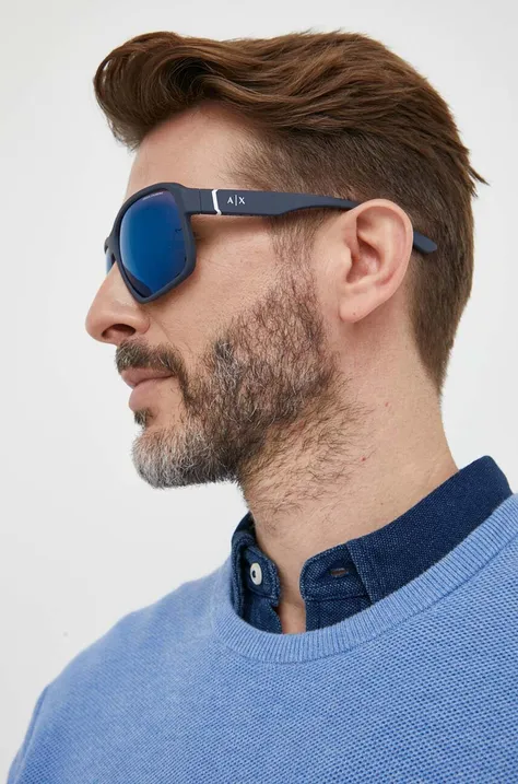 Armani Exchange okulary przeciwsłoneczne męskie kolor niebieski