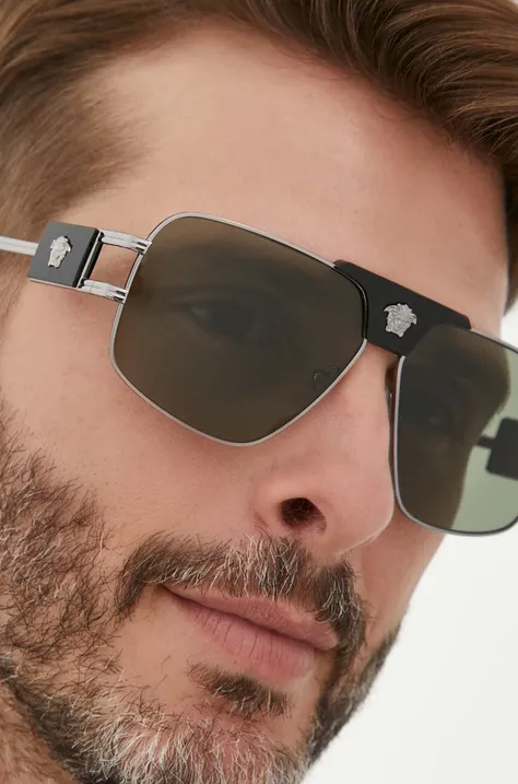Сонцезахисні окуляри Versace чоловічі колір сірий