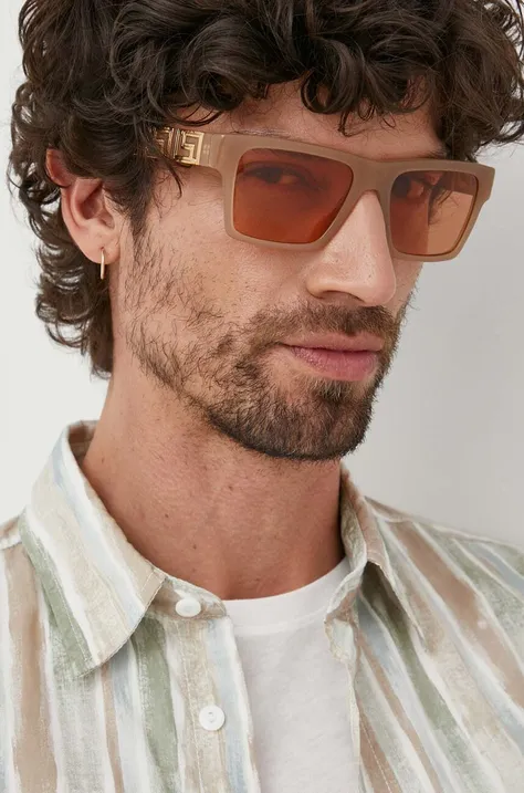 Сонцезахисні окуляри Versace чоловічі колір бежевий