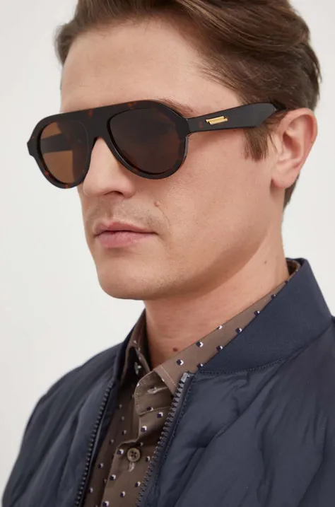Солнцезащитные очки Bottega Veneta мужские цвет коричневый