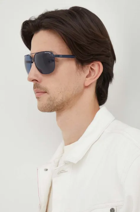 Сонцезахисні окуляри Armani Exchange чоловічі колір синій