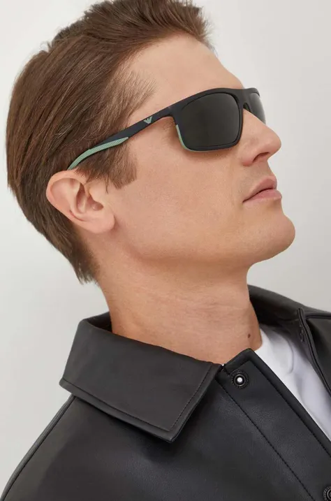 Сонцезахисні окуляри Emporio Armani чоловічі колір зелений