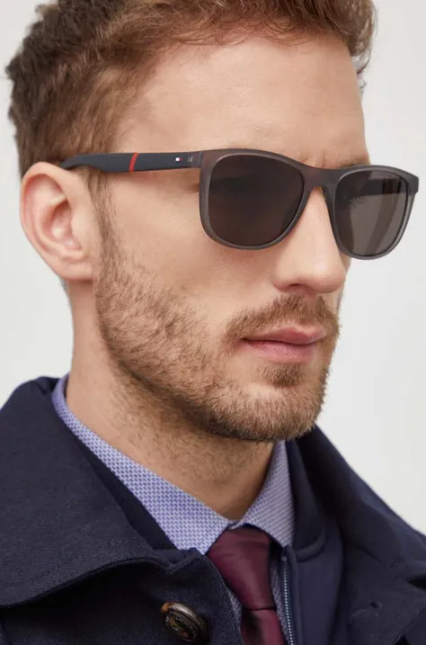 Tommy Hilfiger okulary przeciwsłoneczne męskie kolor szary