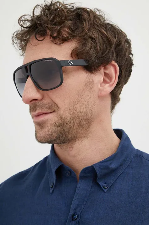 Сонцезахисні окуляри Armani Exchange чоловічі колір чорний 0AX4104S