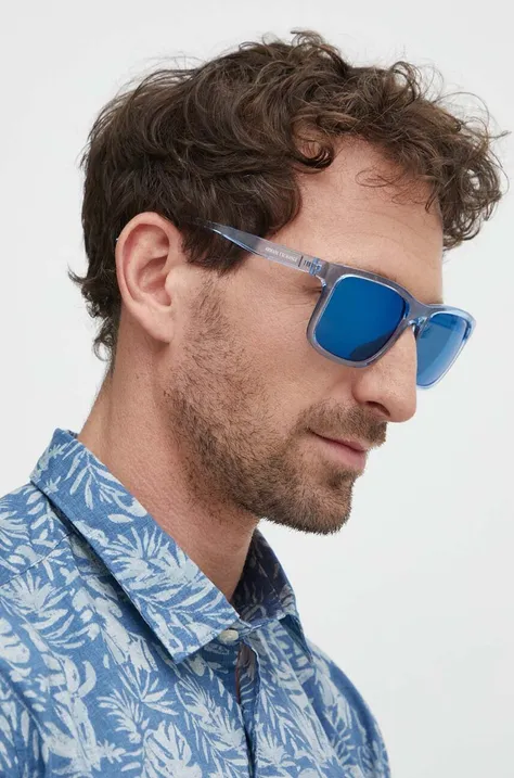 Armani Exchange okulary przeciwsłoneczne męskie kolor niebieski 0AX4145S