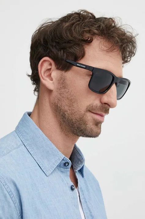 Armani Exchange okulary przeciwsłoneczne męskie kolor czarny 0AX4145S