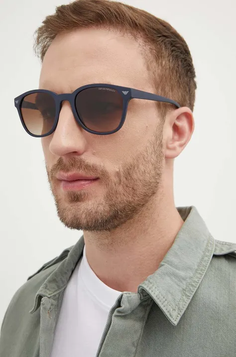 Sunčane naočale Emporio Armani za muškarce, boja: tamno plava