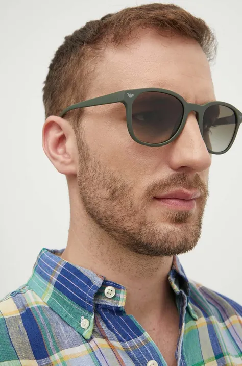 Emporio Armani okulary przeciwsłoneczne męskie kolor zielony