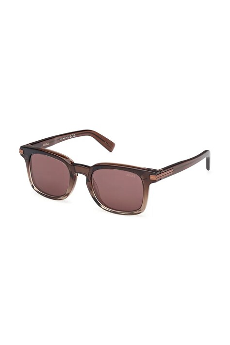 Sluneční brýle Zegna pánské, hnědá barva, EZ0230_5050E