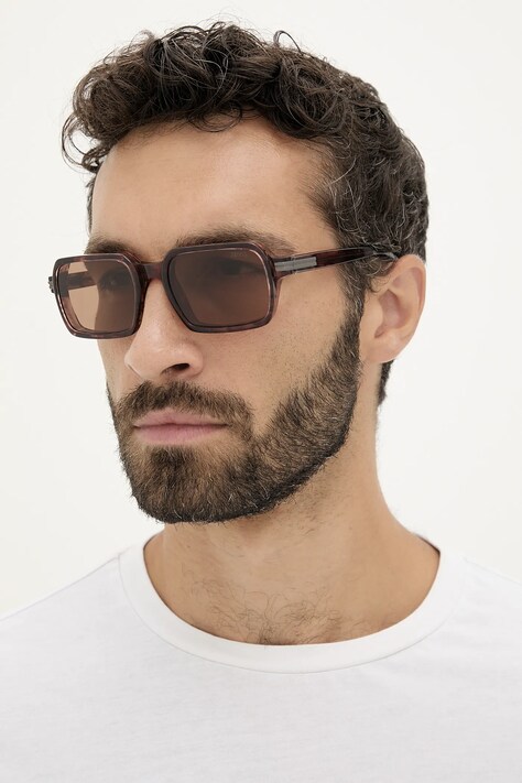 Zegna okulary przeciwsłoneczne męskie kolor brązowy EZ0254_5571E