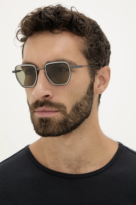 Zegna okulary przeciwsłoneczne męskie kolor srebrny EZ0256_4909N