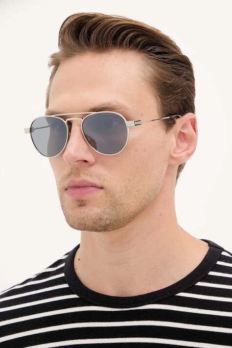 Saint Laurent okulary przeciwsłoneczne męskie kolor srebrny SL 708