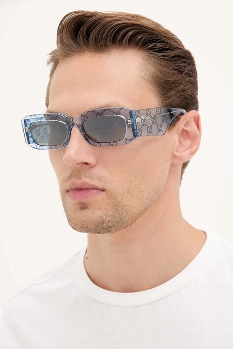 Gucci okulary przeciwsłoneczne męskie kolor niebieski GG1426S