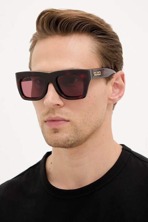 Gucci okulary przeciwsłoneczne męskie kolor bordowy GG1811S