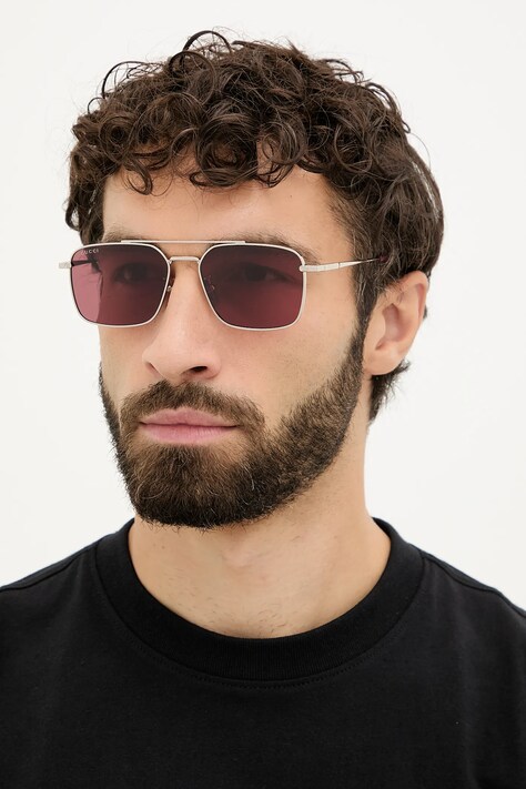Gucci okulary przeciwsłoneczne męskie kolor srebrny GG1957SA
