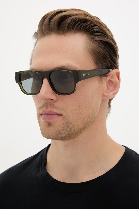 Gucci okulary przeciwsłoneczne kwadratowe męskie zielone GG2075S