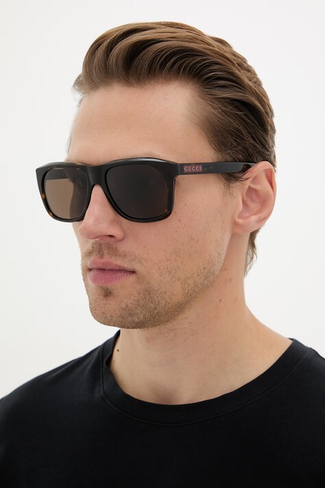 Gucci okulary przeciwsłoneczne kwadratowe męskie brązowe GG2077S