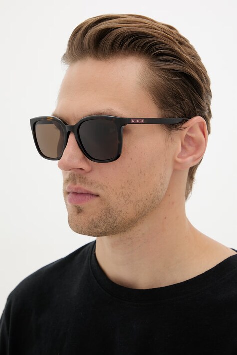 Gucci okulary przeciwsłoneczne kwadratowe męskie brązowe GG2080SK