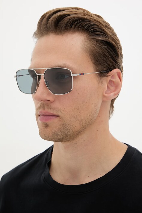 Gucci hranaté sluneční brýle pánské stříbrné GG2096SA