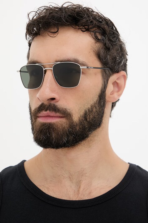 Saint Laurent okulary przeciwsłoneczne męskie srebrne SL 866