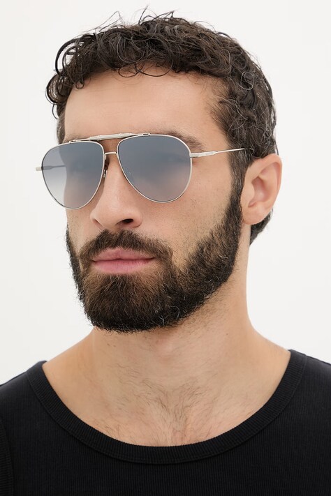 Gucci okulary przeciwsłoneczne pilotki męskie srebrne GG2064S