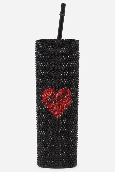 Karl Lagerfeld pahar cu pai Heart culoarea negru, A1W42018