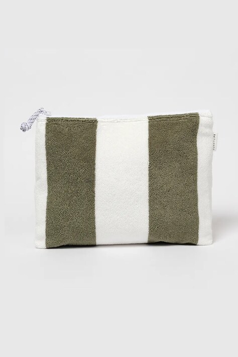 Plážová kabelka SunnyLife Vacay Olive Stripe zelená farba